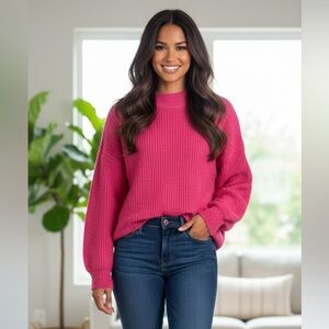 Jessica Simpson PORTIA pink DESERT ROSE Cable Knit sweater Pull on size Large